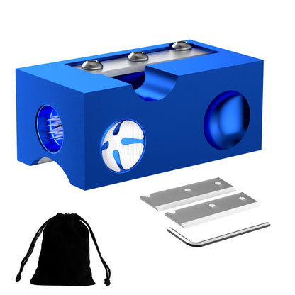 Loodmeo 8 in 1 Aluminum Pool Cue Tip Repair Tool Pool cue Accessories for Changing and Shaping Pool cue Tips Pool cue tip Shaper with 2 Extra Blades (Aluminum Blue)