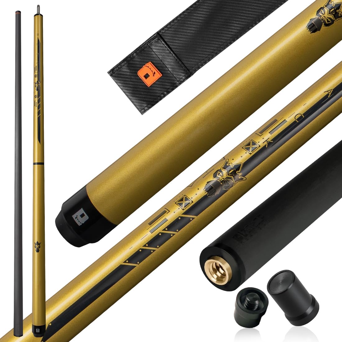 YEUEK Little Monster Carbon Fiber Break Jump Cue 3-Piece Jump Cue Break Pool Cue Stick 19.5oz 12.9mm Tip with Soft Bag